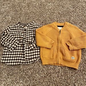 Zara Baby Boy Fall Bundle Knit Sweater Plaid Button Up Shirt 9-12 Months